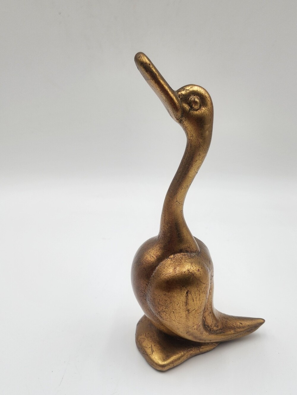 DUCK 9 In. Gold Gilt Gilded ITALIAN MID CENTURY VINTAGE FIGURINE GARDEN Freeman